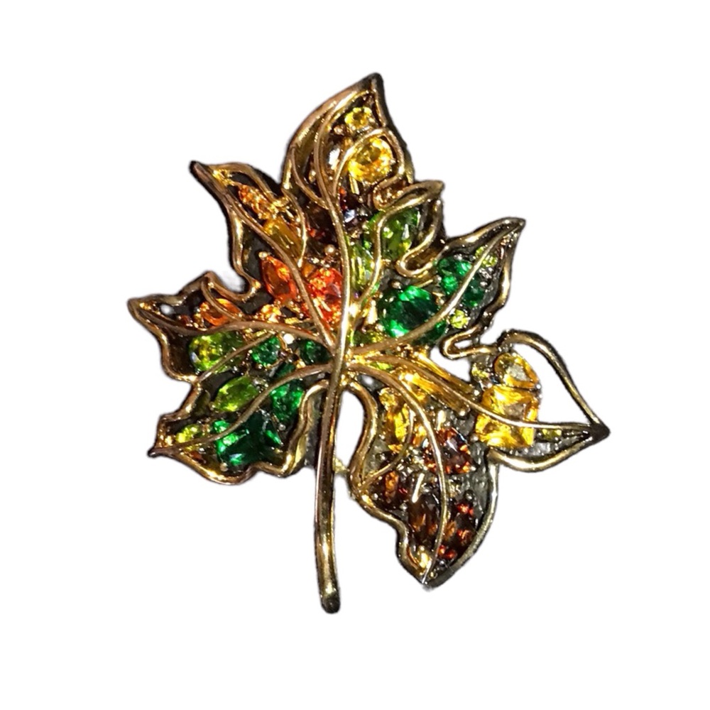 Vintage R 925 Fall Leaf Brooch - Picture 7 of 7